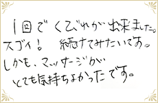 1回でくびれが出来ました。スゴイ！続けてみたいです。しかもマッサージがとても気持ちよかったです